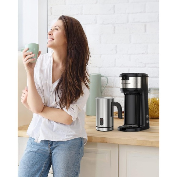 Combo Single Serve Coffee Maker & Milk Frother K cup Ground Coffee Self-cleaning - Picture 9 of 14